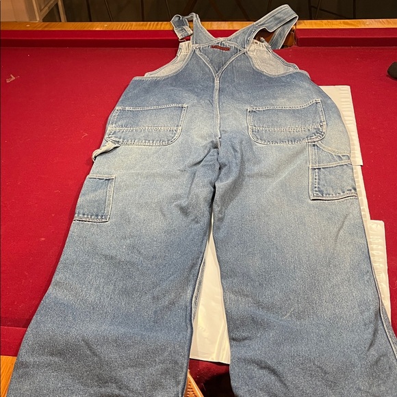FiveBrother BIB OVERALL blue JEANS DENIM PANTS mens size 38 Baggy 90s grunge rip - Picture 3 of 16